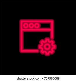Browser red glowing neon ui ux icon. Glowing sign logo vector