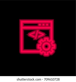 Browser red glowing neon ui ux icon. Glowing sign logo vector