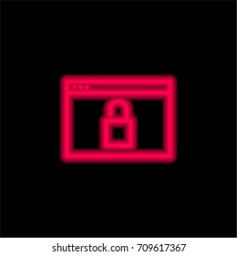 Browser red glowing neon ui ux icon. Glowing sign logo vector