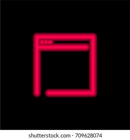 Browser red glowing neon ui ux icon. Glowing sign logo vector