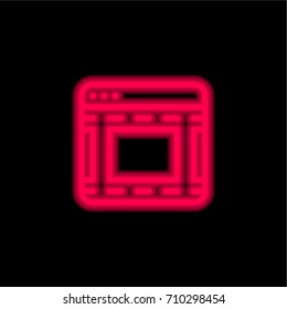 Browser red glowing neon ui ux icon. Glowing sign logo vector