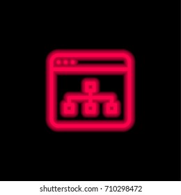 Browser red glowing neon ui ux icon. Glowing sign logo vector