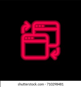 Browser red glowing neon ui ux icon. Glowing sign logo vector