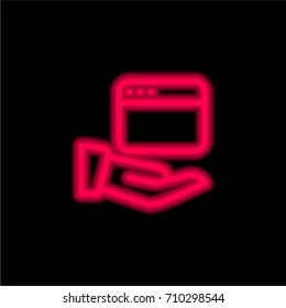 Browser red glowing neon ui ux icon. Glowing sign logo vector
