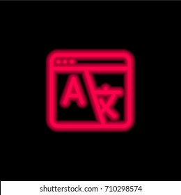 Browser red glowing neon ui ux icon. Glowing sign logo vector