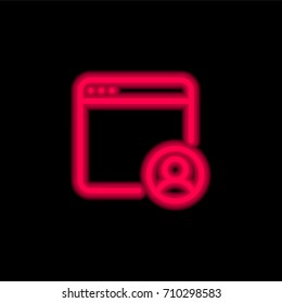 Browser red glowing neon ui ux icon. Glowing sign logo vector