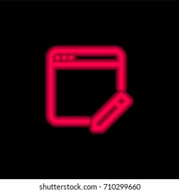 Browser red glowing neon ui ux icon. Glowing sign logo vector
