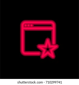 Browser red glowing neon ui ux icon. Glowing sign logo vector