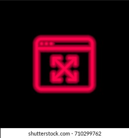 Browser red glowing neon ui ux icon. Glowing sign logo vector