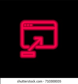 Browser red glowing neon ui ux icon. Glowing sign logo vector