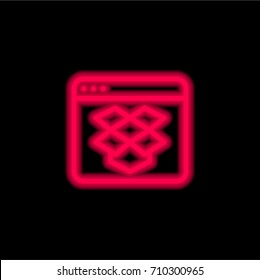 Browser red glowing neon ui ux icon. Glowing sign logo vector