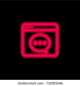 Browser red glowing neon ui ux icon. Glowing sign logo vector