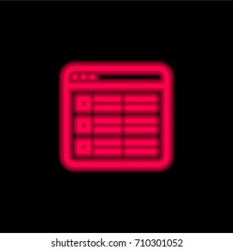 Browser red glowing neon ui ux icon. Glowing sign logo vector