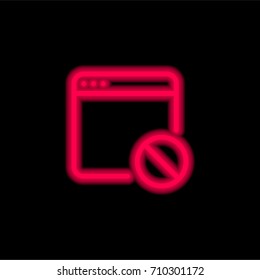 Browser red glowing neon ui ux icon. Glowing sign logo vector