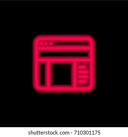 Browser red glowing neon ui ux icon. Glowing sign logo vector
