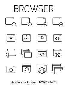 Browser related vector icon set. Well-crafted sign in thin line style with editable stroke. Vector symbols isolated on a white background. Simple pictograms.