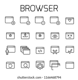 Browser related vector icon set. Well-crafted sign in thin line style with editable stroke. Vector symbols isolated on a white background. Simple pictograms.