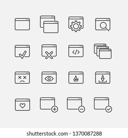 Browser related vector icon set. Well-crafted sign in thin line style with editable stroke. Vector symbols isolated on a white background. Simple pictograms