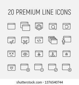 Browser related vector icon set. Well-crafted sign in thin line style with editable stroke. Vector symbols isolated on a white background. Simple pictograms