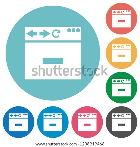 Browser remove tab flat white icons on round color backgrounds
