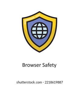 Browser Safety Vector gefüllt Outline Icon Design Illustration. Cloud-Computing-Symbol auf weißem Hintergrund - EPS10-Datei