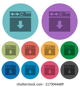 Browser scroll down darker flat icons on color round background