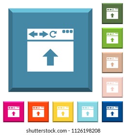 Browser scroll up white icons on edged square buttons in various trendy colors