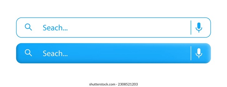 Browser search bar. Flat, blue, search string. Vector illustration.