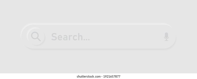 Browser search bar icon. 3D search bar for website interface. Flat website template with search bar for site design. Website template design. Web site design illustration. Click button. Vector EPS 10
