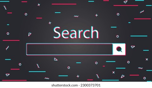 Browser search bar on a dark background. The Internet and its opportunities for development, study. SEO marketing concept. Flat vector illustration isolated on white background