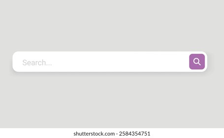 Browser search bar. Web page internet browser button, search box template. Internet search system. Simple element of user interface design. Vector illustration