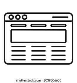 Browser search icon outline vector. Window computer. Internet interface