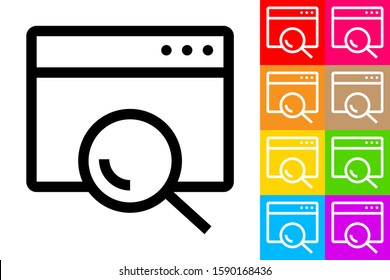 Browser Search. Line Icon With Different Color Background.