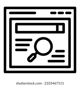 Browser search line icon. Web search vector illustration isolated on white. Magnifier and website outline style design, designed for web and app. Eps 10