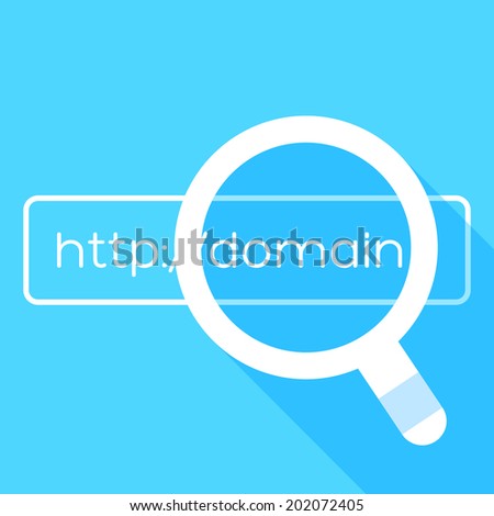 Browser Search with Magnifier in Flat Style. Vector Illustration for Presentation of Search Engine or Domain Service