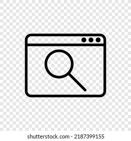 Browser, search simple icon vector. Flat design. Transparent grid.ai