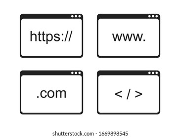 Browser search. Website vector isolated icon set on white background. 