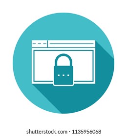 browser security icon in Flat long shadow style on white background