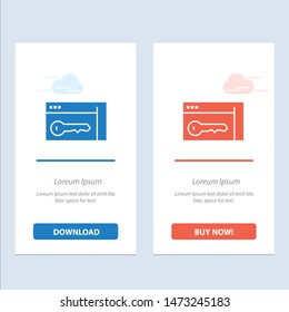 Browser, Security, Key, Room  Blue and Red Download and Buy Now web Widget Card Template