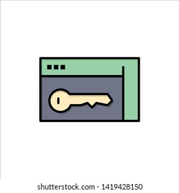 Browser, Security, Key, Room  Flat Color Icon. Vector icon banner Template