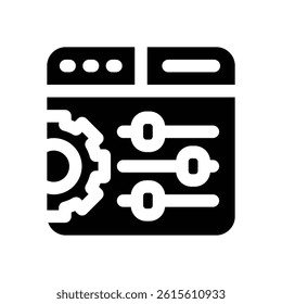 browser setting glyph icon. Strong and solid vector icon for websites, mobile interfaces, presentations, and visual branding. High quality and easy to edit.