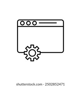 Browser setting line icon. setting symbol with browser on screen,Web site optimization outline vector icon..eps