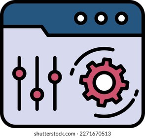 Configuración del navegador y Concepto de configuración, Diseño del icono del vector de configuración del visor de páginas web de Internet, Símbolo del servicio de alojamiento web y computación en nube, ilustración del nuevo material de tabulación, Panel de control del hospedaje