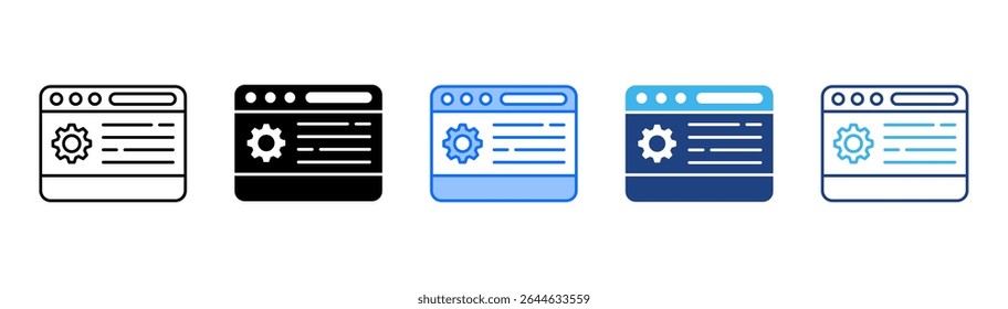 Browser Settings icon set multiple style collection