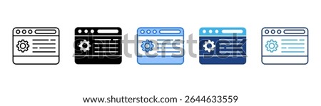 Browser Settings icon set multiple style collection
