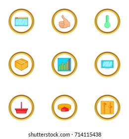 Browser settings icons set. Cartoon set of 9 browser settings vector icons for web isolated on white background