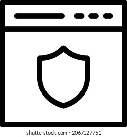 browser shield vector thin line icon