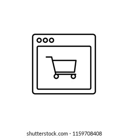 browser shopping webpage icon. Element of internet browser for mobile concept and web apps icon. Thin line icon for website design and development, app development