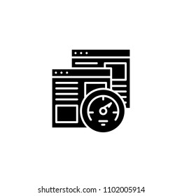 Browser speed test black icon concept. Browser speed test flat  vector symbol, sign, illustration.