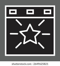 Navegador com ícone de estrela representando snippet em destaque, favorito do site ou página de destino SEO com fundo transparente